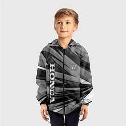 Ветровка с капюшоном детская Honda - монохромный спортивный, цвет: 3D-черный — фото 2