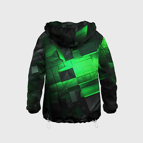 Детская ветровка Зеленая и черная абстракция геометрическая / 3D-Белый – фото 2
