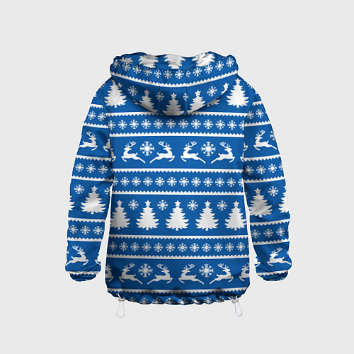 Детская ветровка Синий свитер с новогодними оленями / 3D-Белый – фото 2