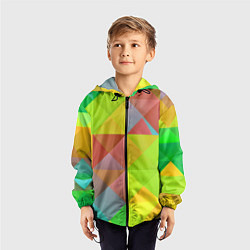 Ветровка с капюшоном детская Разноцветные фигуры, цвет: 3D-черный — фото 2