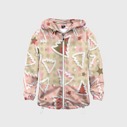 Детская ветровка Розовые узоры ёлки