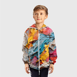Ветровка с капюшоном детская Абстрактная живопись акрилом, цвет: 3D-белый — фото 2
