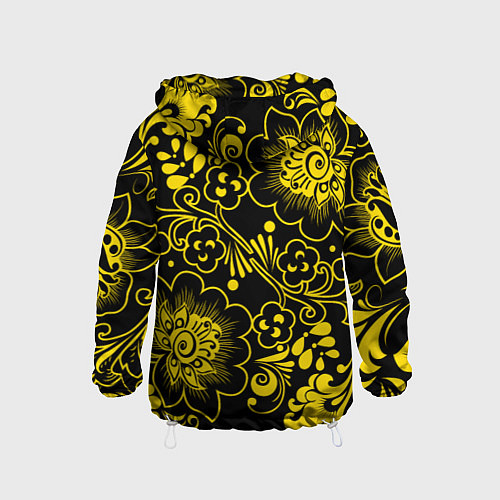 Детская ветровка Хохломская роспись золотые цветы на чёроном фоне / 3D-Белый – фото 2