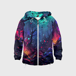 Ветровка с капюшоном детская Абстрактный камуфляж в кислотных абстрактных пятна, цвет: 3D-белый