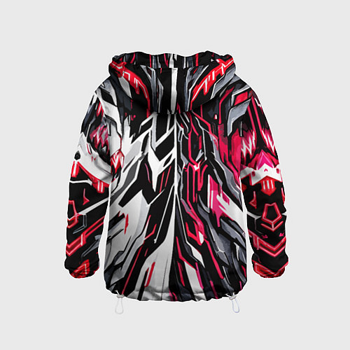 Детская ветровка Красно-белая абстракция на чёрном фоне / 3D-Белый – фото 2