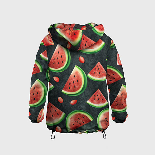 Детская ветровка Паттерн красные дольки арбуза / 3D-Черный – фото 2
