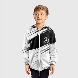 Ветровка с капюшоном детская Mercedes benz краски чернобелая геометрия, цвет: 3D-белый — фото 2