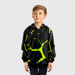 Ветровка с капюшоном детская Кислотные грани плиты, цвет: 3D-черный — фото 2