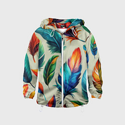 Детская ветровка Разноцветные перья тропических птиц