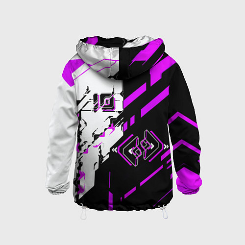Детская ветровка Розовые и чёрные техно линии / 3D-Белый – фото 2