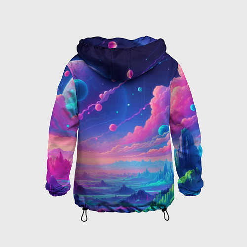 Детская ветровка Fantastic space landscape - neon glow / 3D-Черный – фото 2