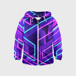 Ветровка с капюшоном детская Neon Geometric, цвет: 3D-белый