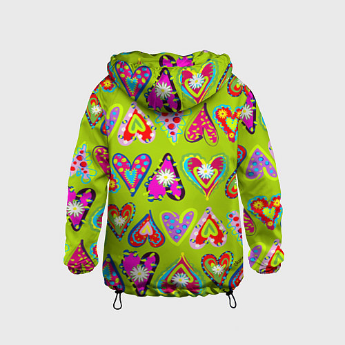 Детская ветровка Разноцветные сердца в мексиканском стиле / 3D-Черный – фото 2