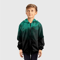 Ветровка с капюшоном детская Зелёный туман на чёрном, цвет: 3D-черный — фото 2