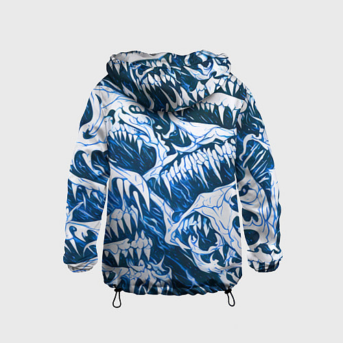 Детская ветровка Белые клыки на синем фоне / 3D-Черный – фото 2