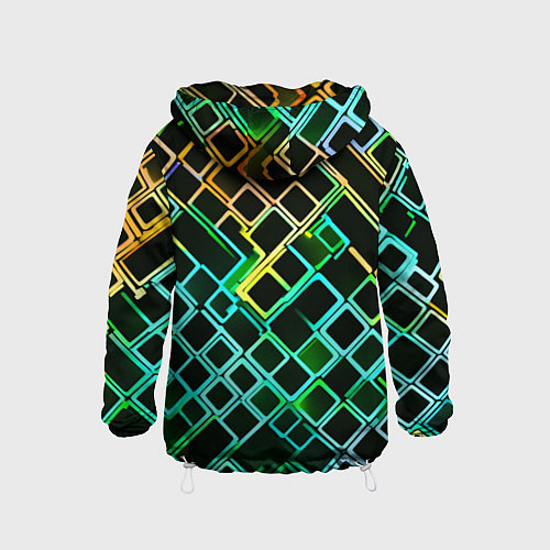 Детская ветровка Жёлто-синие квадраты на чёрном фоне / 3D-Белый – фото 2