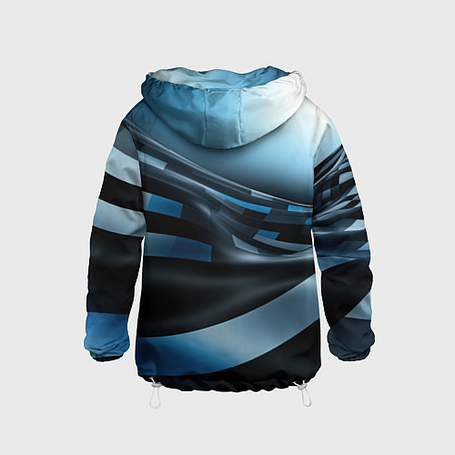 Детская ветровка Черно-синий абстрактный спортивный стиль / 3D-Белый – фото 2