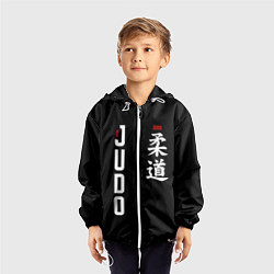 Ветровка с капюшоном детская Борьба дзюдо с иероглифом, цвет: 3D-белый — фото 2