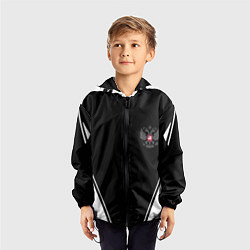 Ветровка с капюшоном детская Спортивная геометрия герб рф, цвет: 3D-черный — фото 2