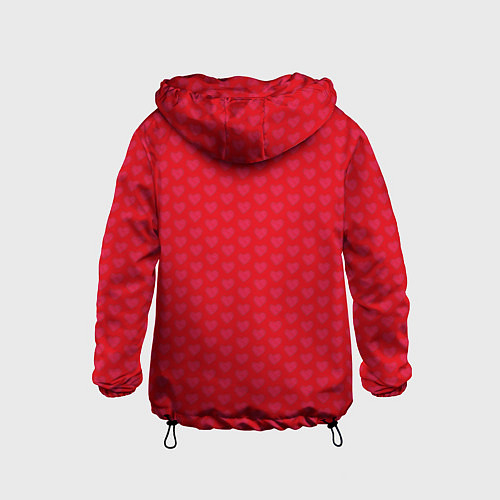 Детская ветровка Красные сердечки на красном фоне / 3D-Черный – фото 2