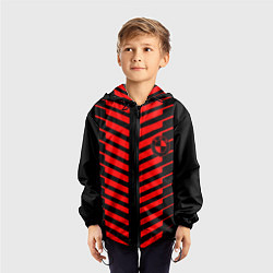 Ветровка с капюшоном детская BMW geometry sport red strupes, цвет: 3D-черный — фото 2
