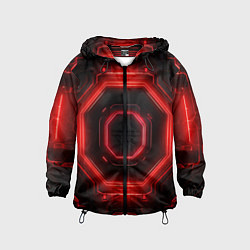 Ветровка с капюшоном детская Nvidia style black and red neon, цвет: 3D-черный