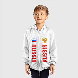 Ветровка с капюшоном детская Россия три полоски на белом фоне, цвет: 3D-белый — фото 2