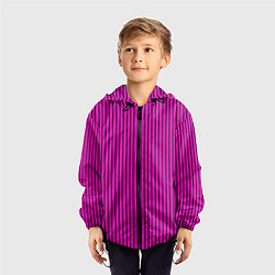 Ветровка с капюшоном детская Яркий розовый в полоску, цвет: 3D-черный — фото 2