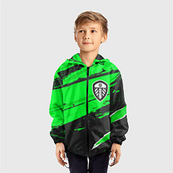 Ветровка с капюшоном детская Leeds United sport green, цвет: 3D-черный — фото 2