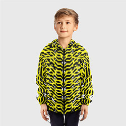 Ветровка с капюшоном детская Агрессивный жёлтый паттерн, цвет: 3D-черный — фото 2