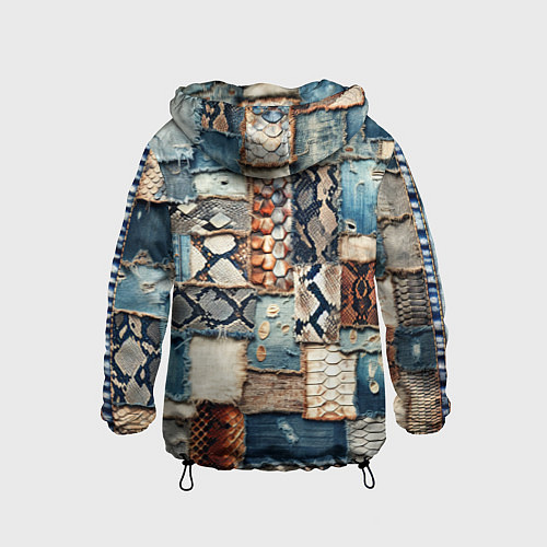 Детская ветровка Змеиная кожа - пэчворк / 3D-Черный – фото 2