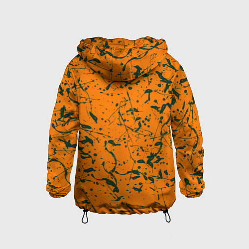 Детская ветровка Оранжевый с брызгами зеленой краски / 3D-Черный – фото 2