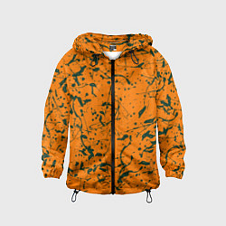 Детская ветровка Оранжевый с брызгами зеленой краски
