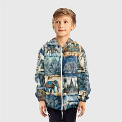 Ветровка с капюшоном детская Пэчворк из Тайланда, цвет: 3D-белый — фото 2