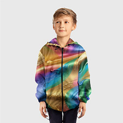 Ветровка с капюшоном детская Жидкий радужный металл, цвет: 3D-черный — фото 2