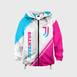 Ветровка с капюшоном детская Juventus neon gradient style вертикально, цвет: 3D-черный