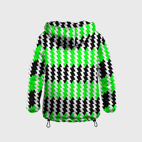Детская ветровка Вертикальные чёрно-зелёные полосы / 3D-Черный – фото 2