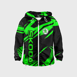 Ветровка с капюшоном детская Skoda - green uniform, цвет: 3D-белый