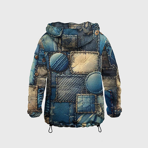 Детская ветровка Denim patchwork - ai art / 3D-Черный – фото 2