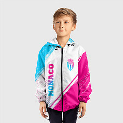 Ветровка с капюшоном детская Monaco neon gradient style вертикально, цвет: 3D-черный — фото 2