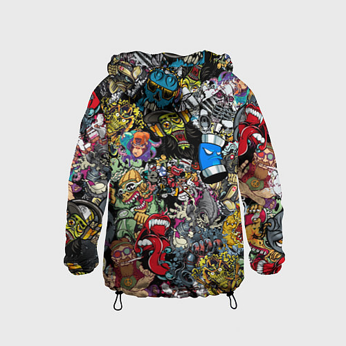 Детская ветровка Разноцветные татуировки в стиле граффити / 3D-Черный – фото 2