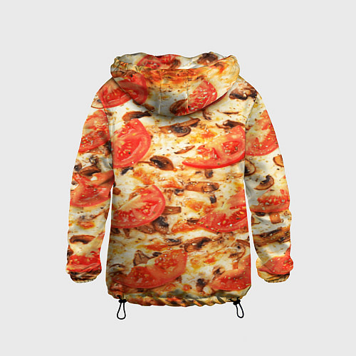 Детская ветровка Пицца с грибами и томатом - текстура / 3D-Черный – фото 2