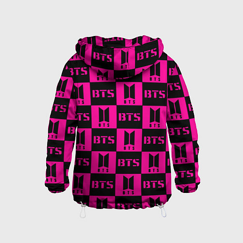 Детская ветровка BTS pattern pink logo / 3D-Белый – фото 2