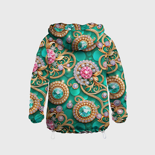 Детская ветровка Ювелирные бирюзовые украшение с золотом и бриллиан / 3D-Белый – фото 2