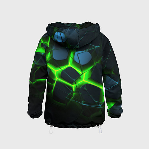 Детская ветровка Зеленый неон и разлом плит / 3D-Белый – фото 2