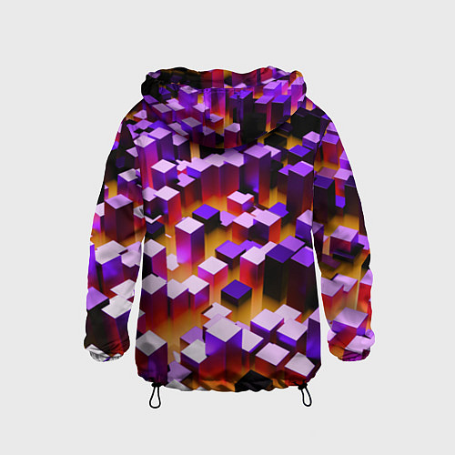Детская ветровка Фиолетовые блоки в оранжевом тумане / 3D-Черный – фото 2