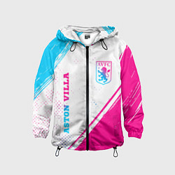 Ветровка с капюшоном детская Aston Villa neon gradient style вертикально, цвет: 3D-черный