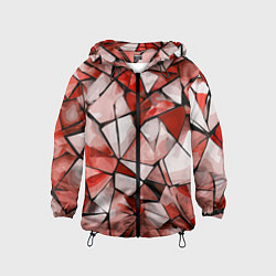 Ветровка с капюшоном детская Чёрно-красная абстракция и чёрные полосы, цвет: 3D-черный