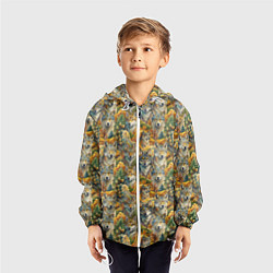Ветровка с капюшоном детская Волчий мотив, цвет: 3D-белый — фото 2