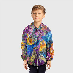 Ветровка с капюшоном детская Абстрактный растительный паттерн - нейросеть, цвет: 3D-белый — фото 2
